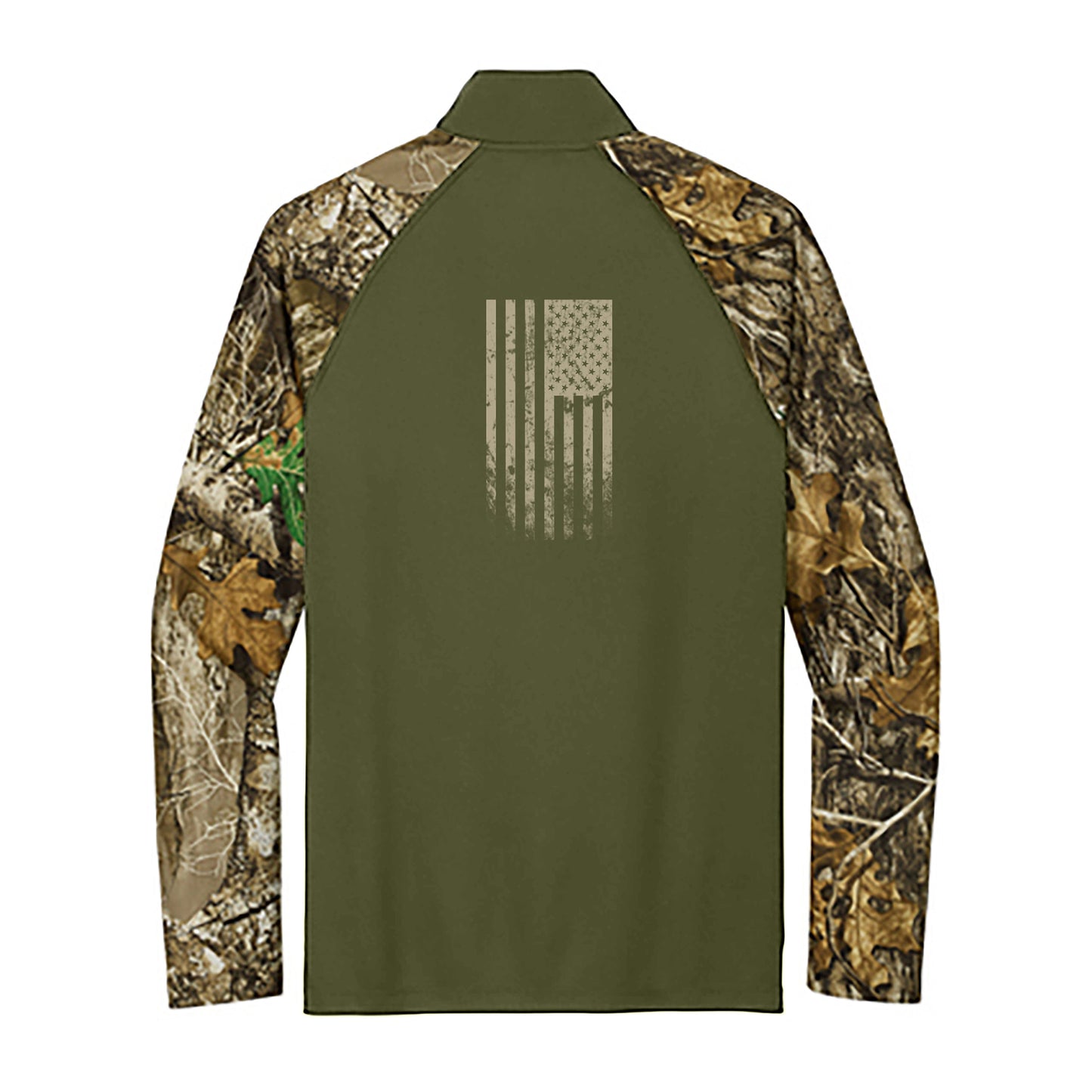 American Flag Green & Camo Quarter Zip Pullover - Jim Eagle Outfitters